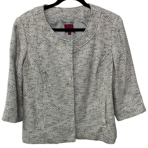 212 Collection Career Swing Blazer Jacket Tweed Gray Sz L Office Siren Academia - Picture 1 of 11